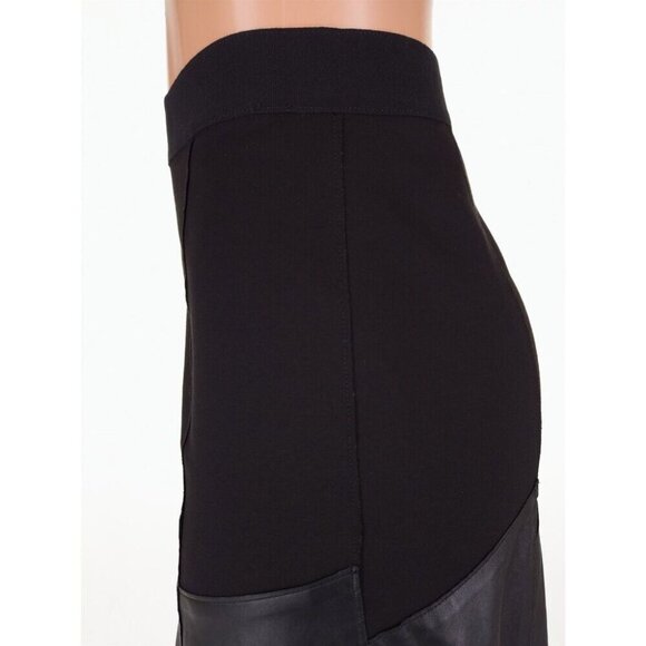 Elie Tahari Becky Paneled Mixed-Media Lamb Leather Skirt Size 4 S Black - Picture 6 of 10